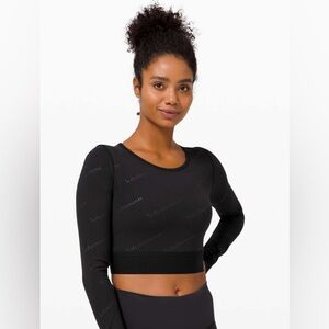 lululemon NWT special edition Wunder Under Train Crop long sleeve size 10 black